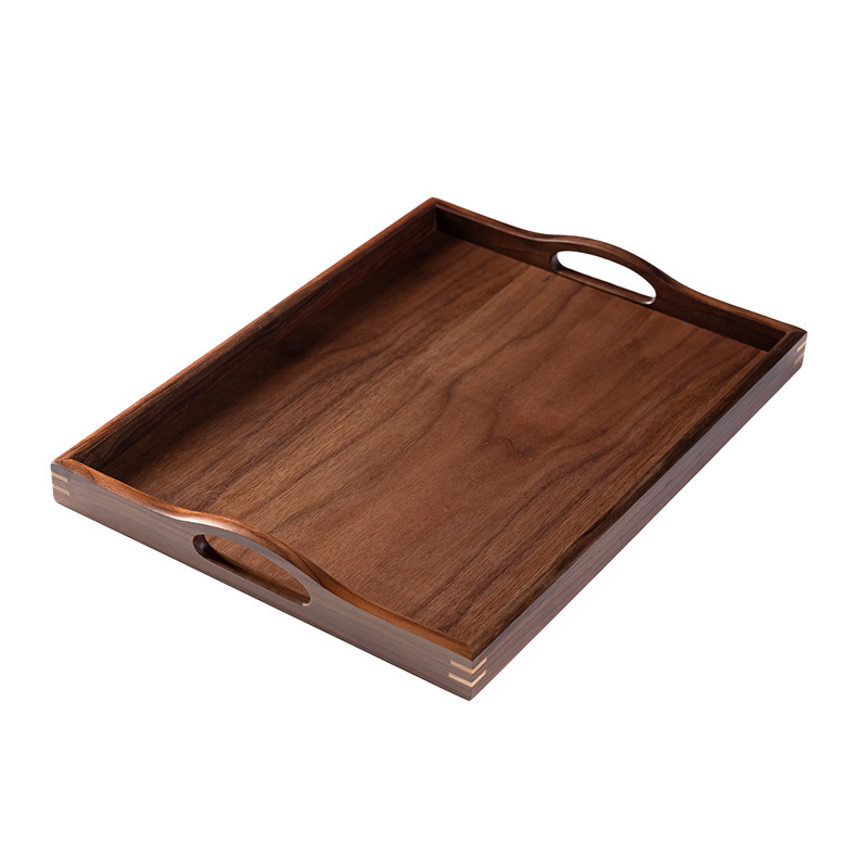 Bandeja portátil rectangular chino de madera maciza, bandeja de comedor de madera para el hogar del hotel, bandeja de té seco para el hogar, bandeja de caramelo