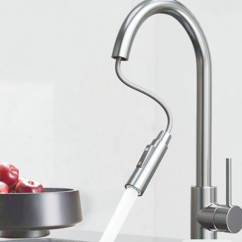 Cross-Border Kitchen Faucet Pull-Out Hot and Cold Sink Stainless Steel Universal Telescopic Faucet Sink Anti-Splash Cross-Border Kitchen Faucet Pull-Out Hot and Cold Sink Stainless Steel Universal Telescopic Faucet Sink Anti-Splash