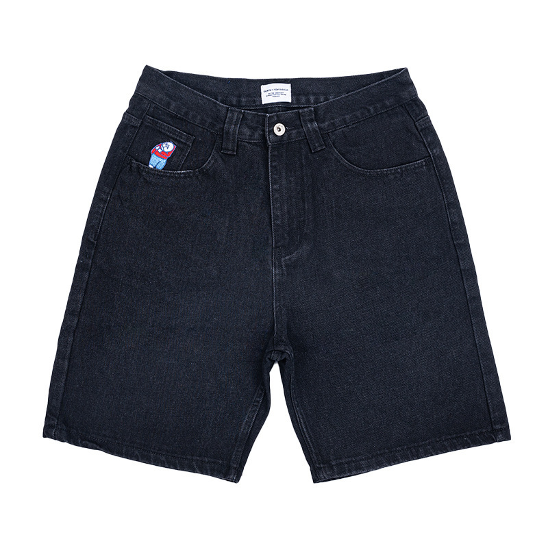 5点パンツ メンズ ショートパンツ アメリカンレトロ グラデーション ルーズ ワイドレッグ デニム ショートパンツ メンズ トレンド ブランド ハイストリート ストレート ショートパンツ|undefined