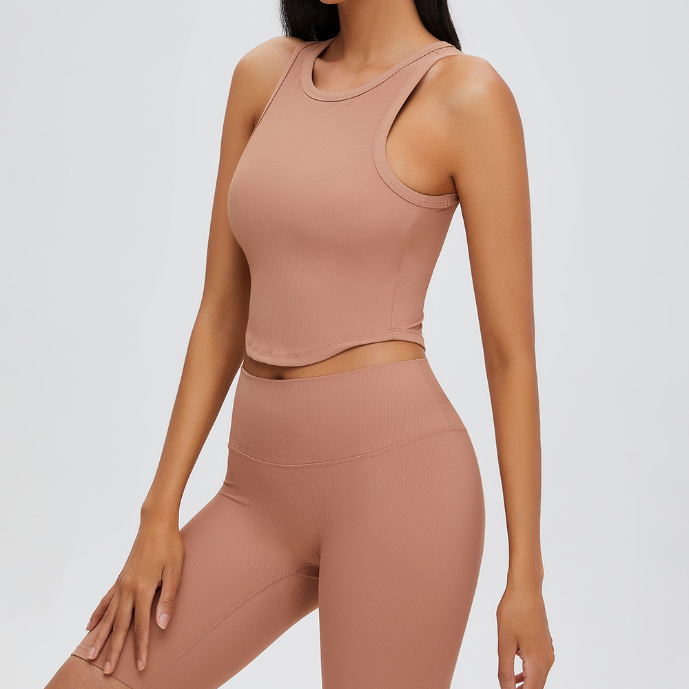 Nueva ropa de yoga hilo fitness yoga traje de cintura alta sin vergüenza línea deportes corto yoga traje con almohadilla en el pecho