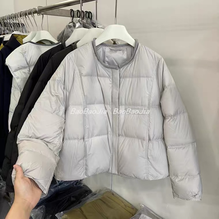 韩系时尚卷边圆领轻薄羽绒服外套女2025冬季新款加厚保暖休闲上衣