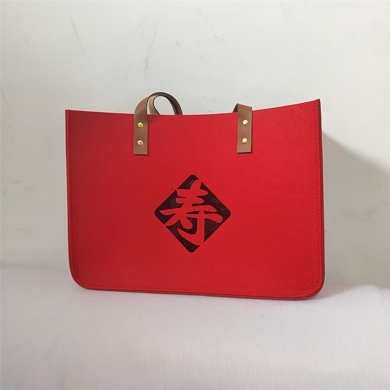 毛毡红色拉链包