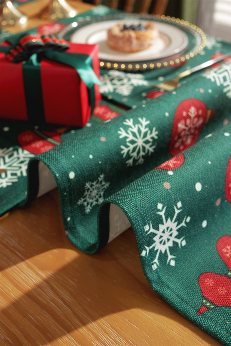 Runner da tavola natalizio stampato in policotone albero di Natale fiocco di neve tovaglietta tovagliolo tovaglia decorativa_voghion.com