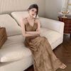 V-neck temperament seaside vacation backless beach long dress