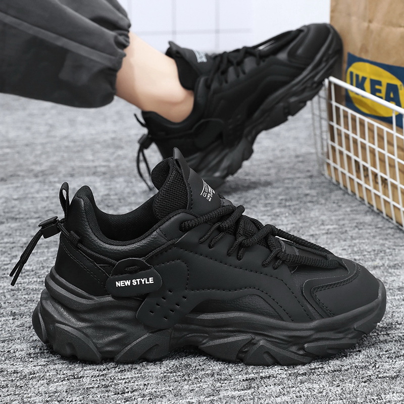 Breathable trend universal black casual sneakers platform
