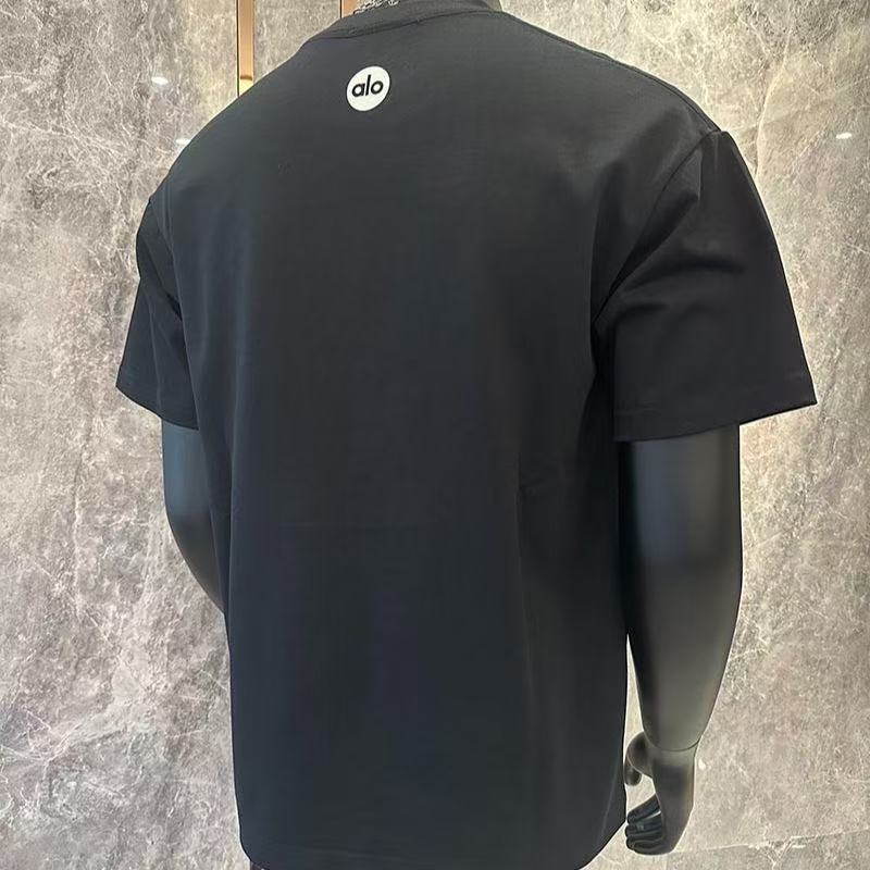 ALO ライトラグジュアリーヘビーウェイトソロナヨガスポーツレジャーレター半袖ラウンドネックルーズ男女カップルTシャツトレンディ|undefined