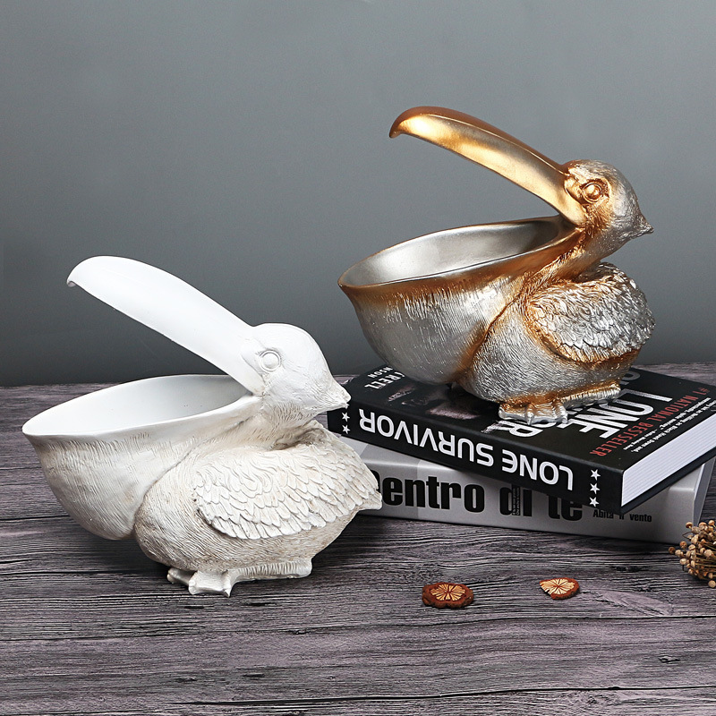 European-style Creative Animal Peco Peco Pelican Living Room Entrance Key Candy Handmade Storage Resin Home Accessories