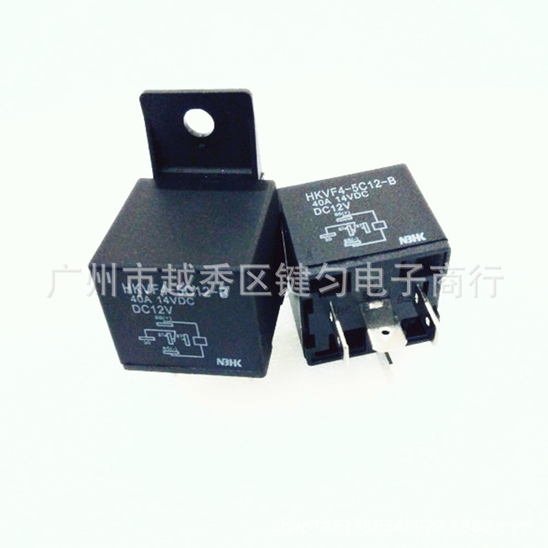 供应HKVF4-4C12B12V常闭/常开型继电器40A塑料靠背汽车继电器 4脚