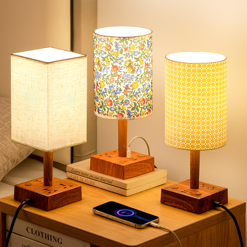 跨境万能台灯插线板三根线台灯插座复古北欧风