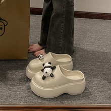 厚底防滑包头半拖鞋女外穿2025新款春季增高洞洞鞋设计感勃肯凉拖