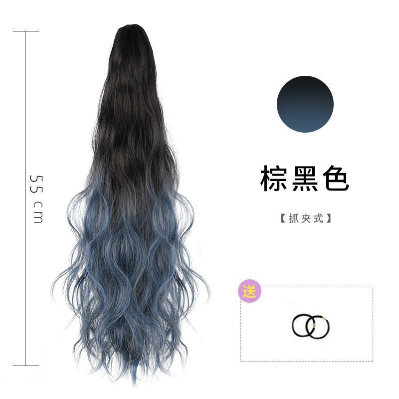 女性用ポニーテールウィッグ、グラデーションカラー、ウォーターリップル、ロングカーリーヘア、クリップオンハイポニーテール、ふわふわ、ナチュラル、シームレス、ハイライトポニーテール|undefined
