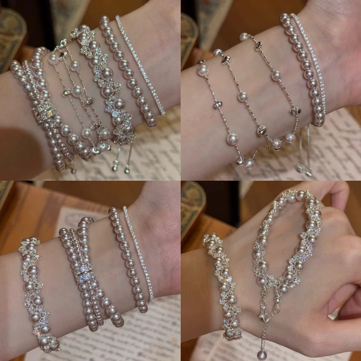 Zircon-Wrapped Manta Rose Pearl Beaded Bracelet, French Retro Palace-Style Bracelet, Light Luxury and High-End Jewelry Zircon-Wrapped Manta Rose Pearl Beaded Bracelet, French Retro Palace-Style Bracelet, Light Luxury and High-End Jewelry