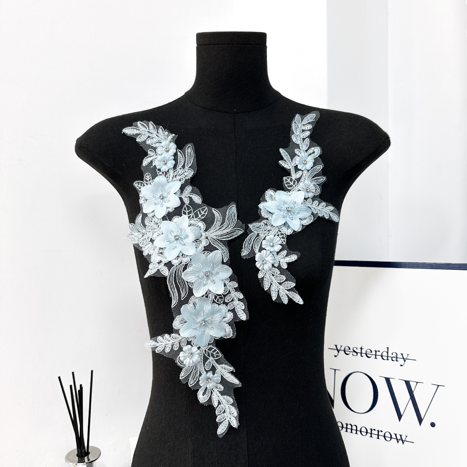 encaje ropa hecha a mano material de decoración bordado tridimensional encaje flores hojas textura accesorios de ropa al por mayor image 10
