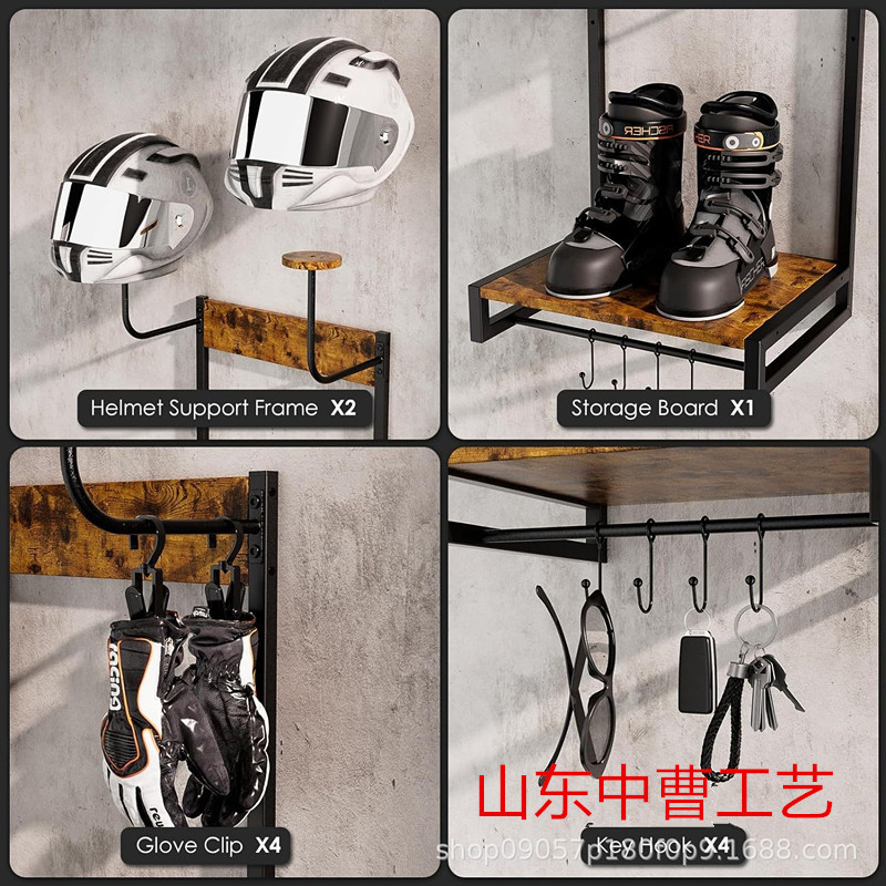 Wooden Motorcycle Helmet Bracket Home Wall-mounted Tactical Equipment Finishing Rack Multi-purpose Motorcycle Leather Clothes Hanger