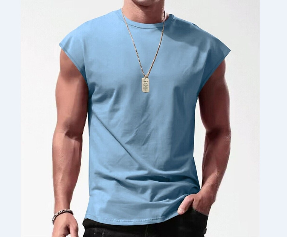 T-shirt Tops Type Sports Occasion Men's Solid Color T-shirt Men's Clothing