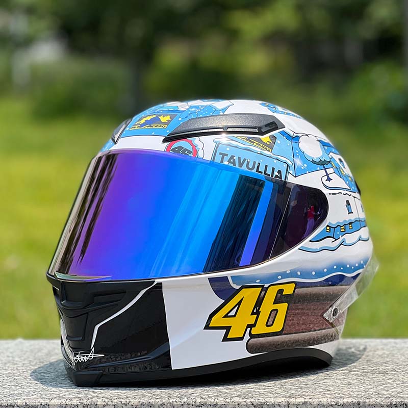 Motorcycle Helmet Personalized Snow House Style with Extended Spoiler