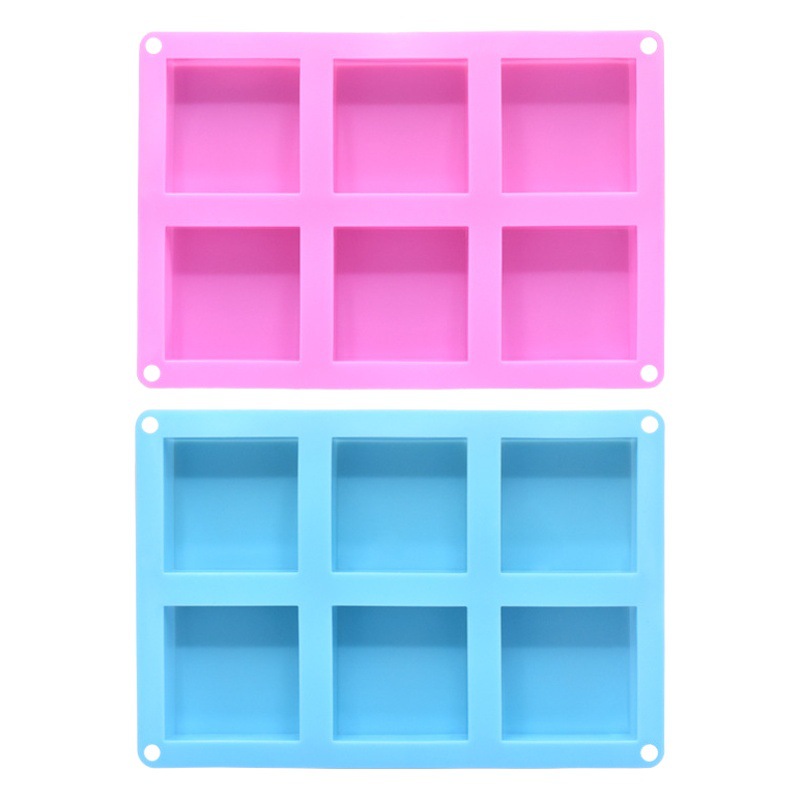 Suministro directo transfronterizo, molde de jabón para pastel al vapor, 6 pasteles de silicona cuadrados consecutivos, aromaterapia, jabón hecho a mano, hojaldre para hornear