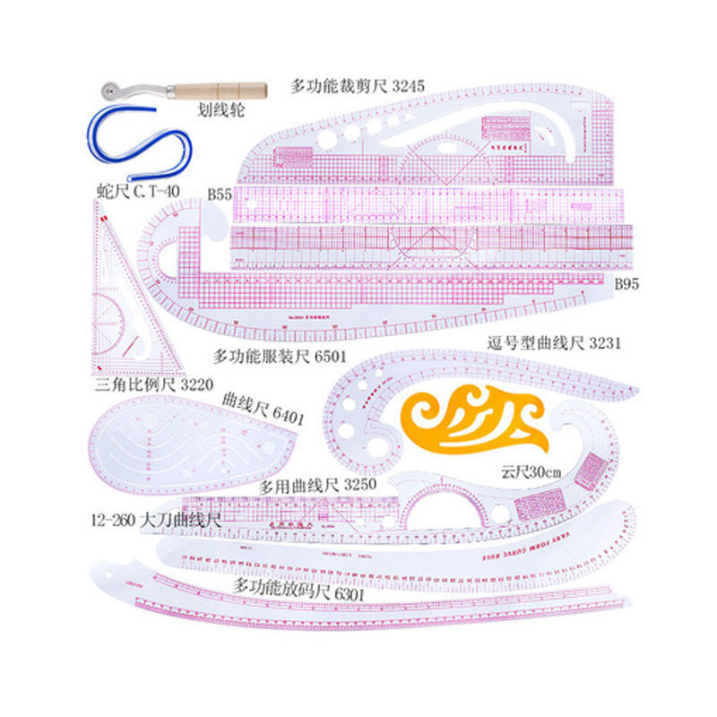 Regla multifuncional para la fabricación de placas, regla de corte, regla de corte, regla de diseño de ropa, regla de curva