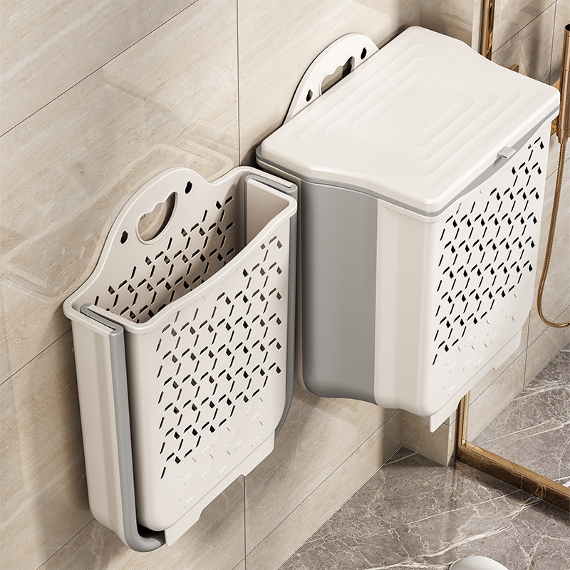 Foldable Large Dirty Clothes Basket Plastic Wall-Mounted Dirty Clothes Basket Home Bathroom Storage Basket Bathroom Gap Laundry Basket