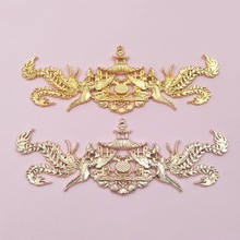 diy 发冠材料古风新娘头饰双凤合金配件手工材料发簪配件发冠凤冠