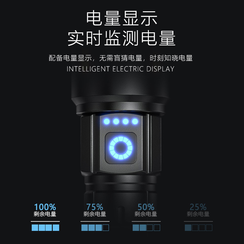 Nueva linterna de linterna, luz brillante, carga exterior, patrulla de seguridad, linterna multifuncional portátil de autodefensa al por mayor