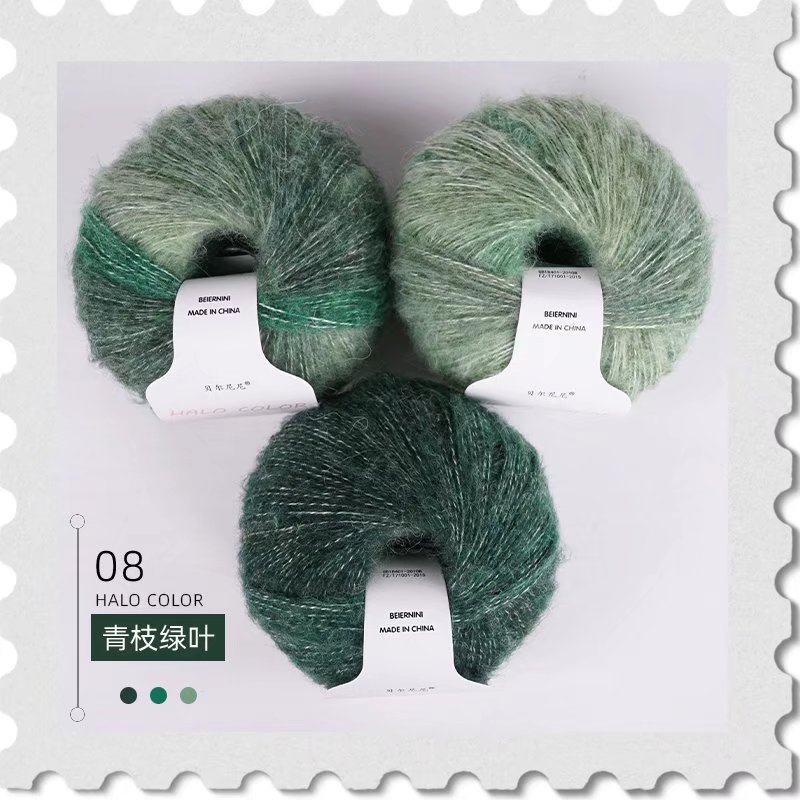 Bernini gradiente mohair hilo de lana arco iris colorido pony mar mantón superfino bufanda línea 30g al por mayor