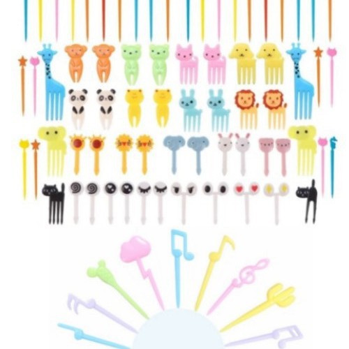 Uso doméstico Cartoon Tenedores para fruta para niños Creativo Animales para niños Set de palillos de plástico para fruta Palillos para fiambrera