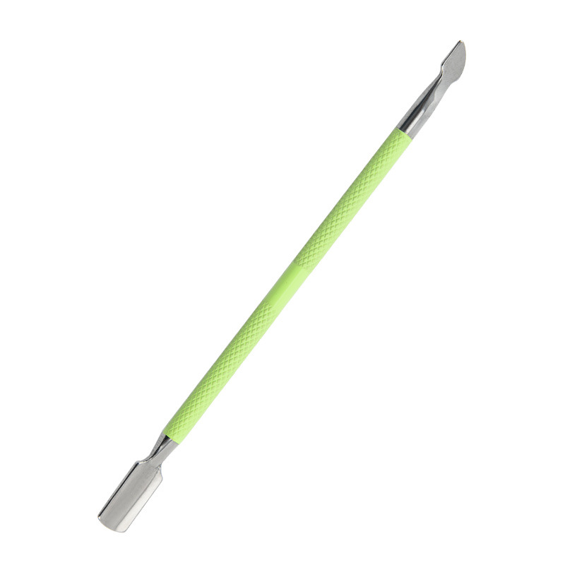 Acero inoxidable manicure acero empuje piel muerta empuje pequeño acero empuje piel muerta pala de doble cabeza de remoción de uñas planadora de remoción de uñas pegamento de aceite herramientas de manicure