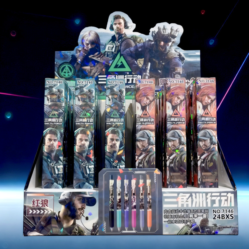 Delta Action Blind Box Pen Game Peripheral Gel Pen Elementary School Boy Stationery Press Pen Peace Elite.