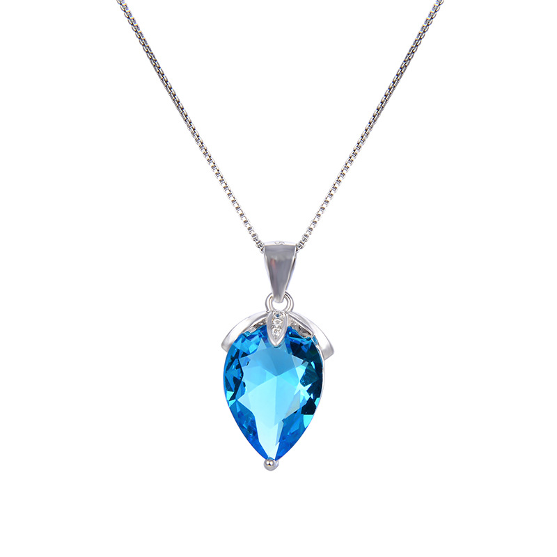 Colgante de accesorios en forma de gota para mujer Corea del Sur s925 collar de cristal de plata colgante transfronterizo joyería de moda Cadena de clavícula