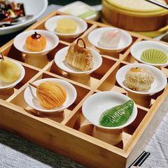 T9J5 wholesale Jiugongge tableware barbecue platter tray commercial hot pot grid ingredients covered bowl bamboo plate dish meal