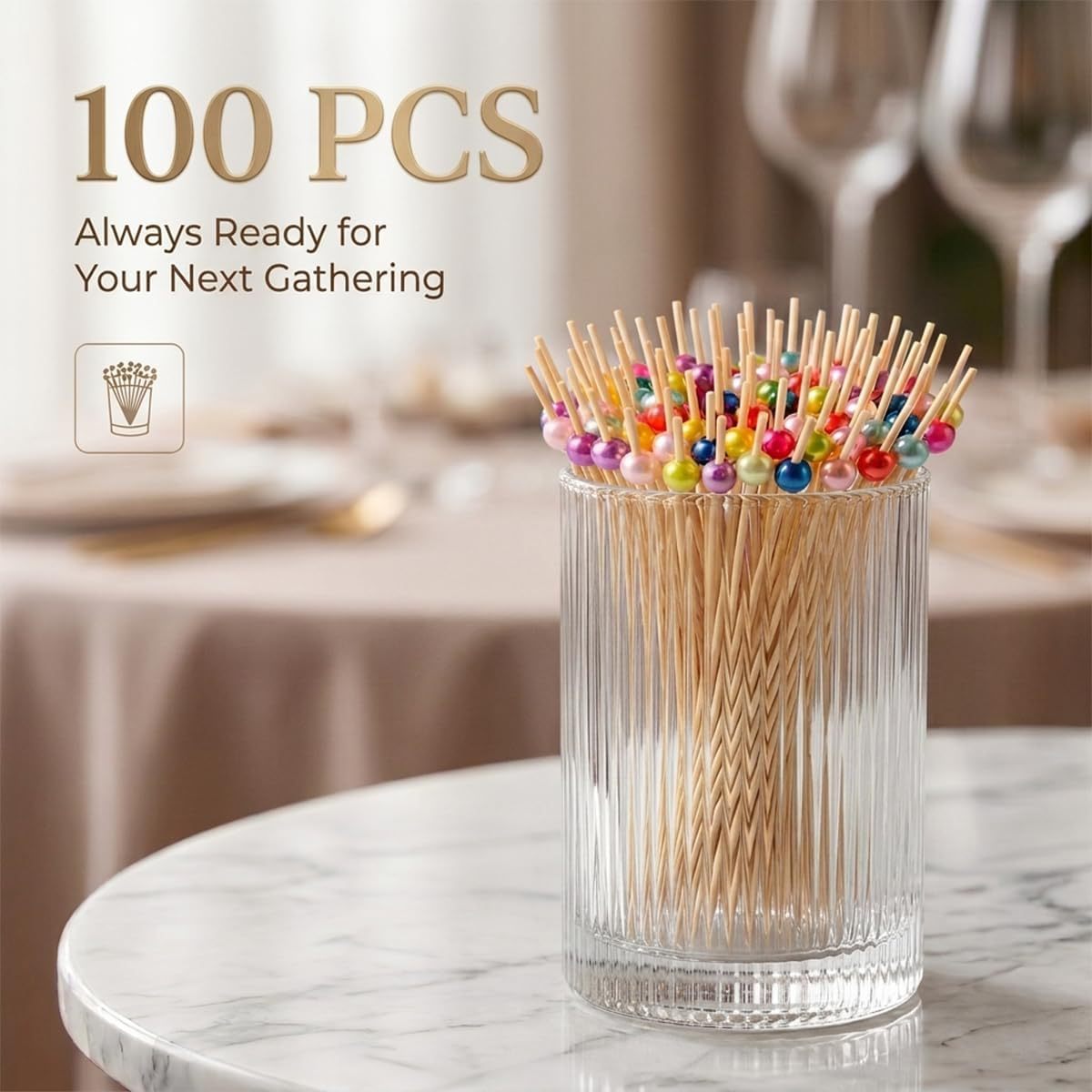Cross-border 8mm Colorful Pearl Fruit Picks Bar Fruit Plate Decoration Party Drink Decoration Cocktail Picks