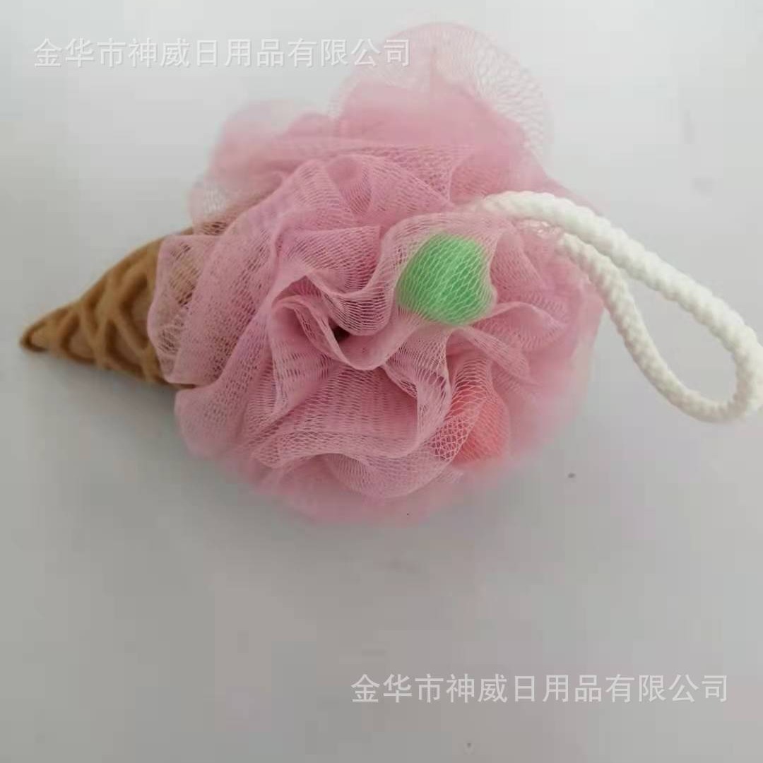 (2개) 창조적 인 귀여운 부드러운 스폰지 목욕 꽃 시뮬레이션 아이스크림 목욕 SQ 비 마찰 스폰지