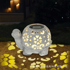 クロスボーダー庭園芝生装飾太陽エネルギー透かし彫り亀花園発光置物雰囲気投影樹脂工芸品