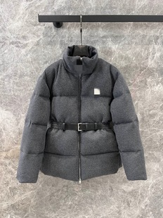 Niche new women's stand collar belt waist wool down jacket fashionable handsome warm casual