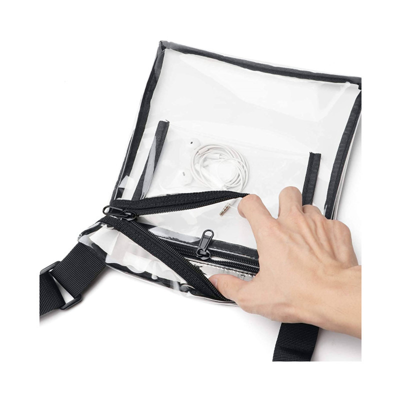 En stock venta al por mayor de imitación transfronteriza TPU transparente crossbody bolsa bolsillo interior y correa de hombro ajustable bolsa