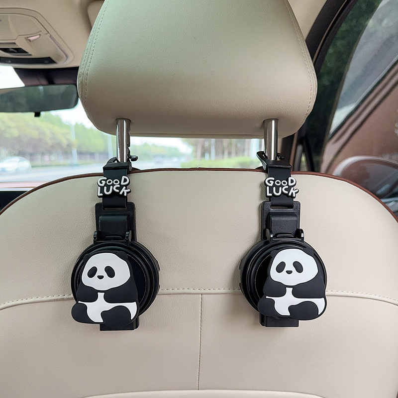 Car cup holder/beverage holder: FAW 2-in-1 Rear Seat - cup-holderhook-2-in-1-black-panda-2-pieces