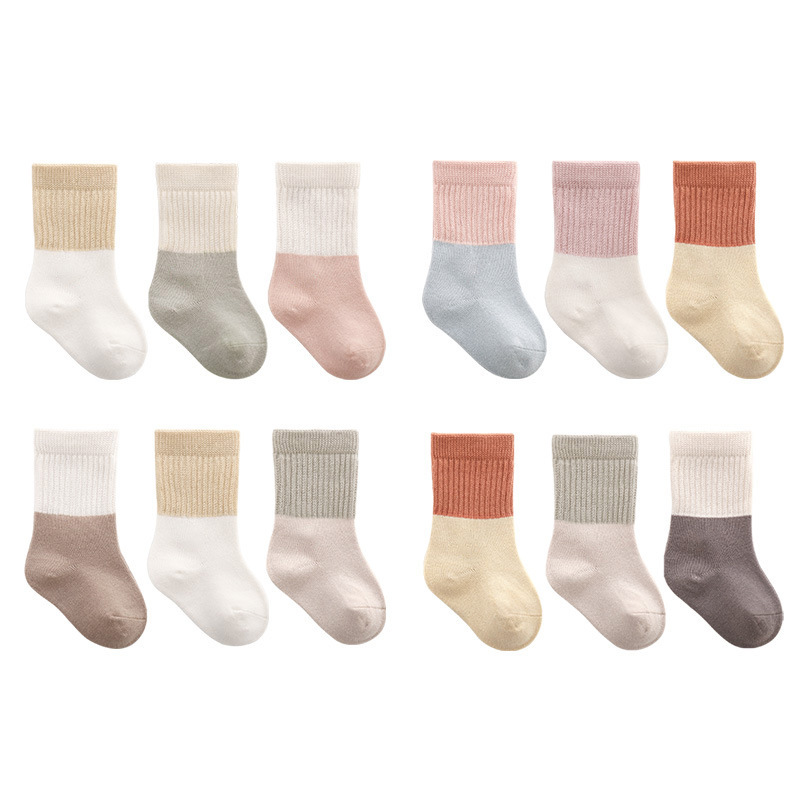 Calcetines para bebés recién nacidos primavera y otoño boca suelta sin hueso pies no apretados calcetines para bebés Niños Niñas NIÑOS Calcetines de algodón a media pierna
