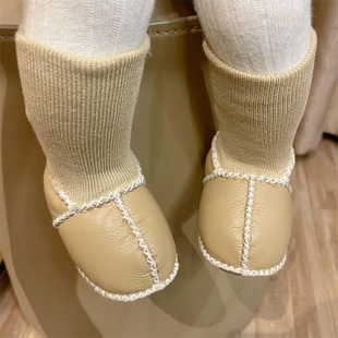 Winter thickened newborn baby shoes 3-6-12 months fleece-lined thickened windproof baby warm cotton shoes Mao Mao shoes