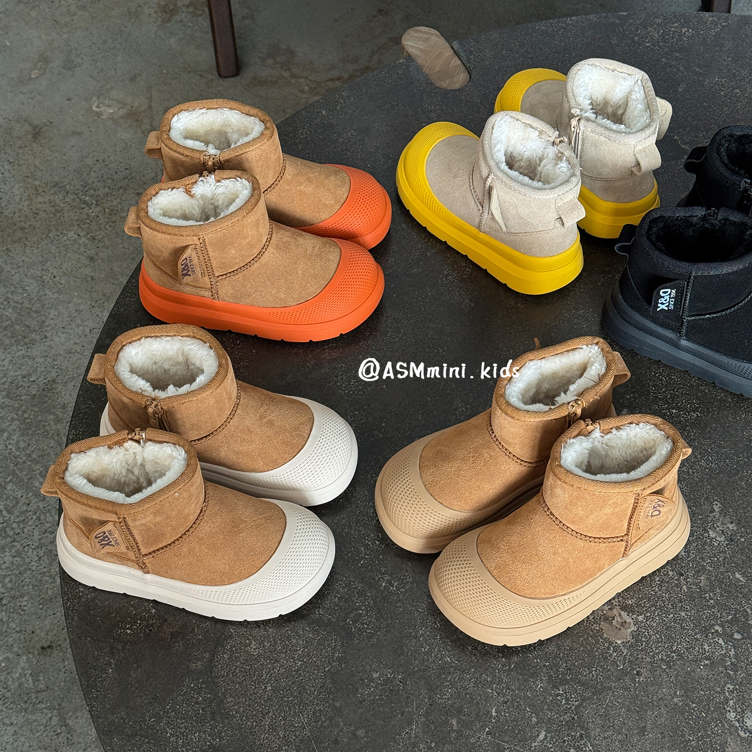 2025 New Winter Kidsren's Colorful Sole Anti-Kick Snow Boots Girls Thickeneded Warm Cotton Boots Boys Short Boots