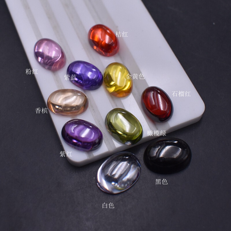 Flat bottom oval plain zircon ring surface bare stone colored egg surface gem 3X 5mm 4x 6mm 8x10mm