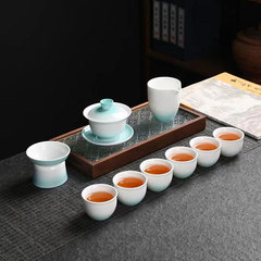 漸變功夫茶具套裝家用辦公簡約輕奢蓋碗喝茶套組整套陶瓷高端禮盒