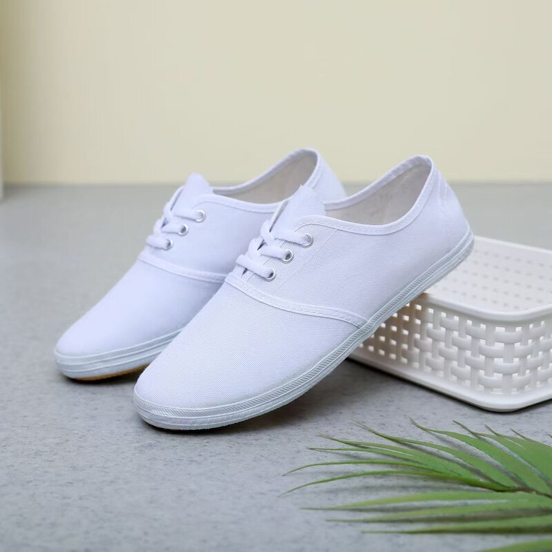 White Sneakers, Canvas Shoes, White Shoes, Gymnastics Shoes, Tennis Shoes, Men's Martial Arts Training and Sports Shoes