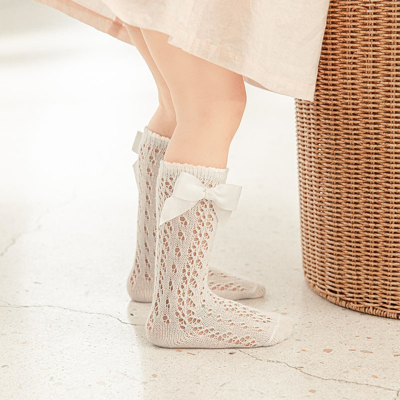 Nuevo anillo de verano arco media pantorrilla calcetines de los niños españoles bebé calcetines de malla transpirable calcetines de bebé