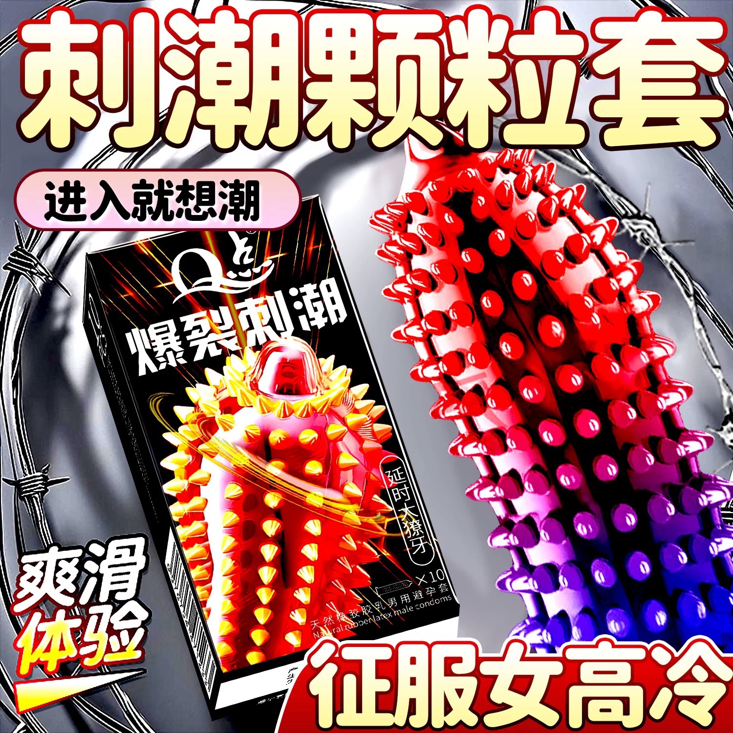 Q点加厚延时避孕套超薄激情狼牙密集大颗粒裸入情趣夫妻用品代发