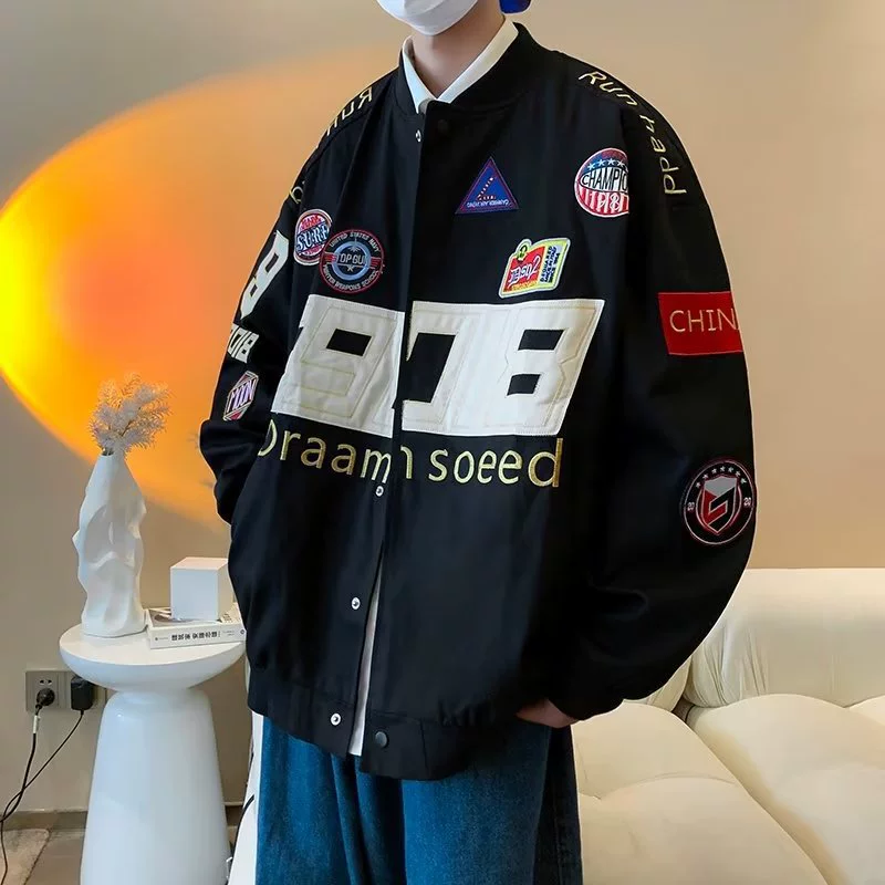 Removable retro jacket for beloved hip-hop style, baseball uniform, American style, oversize