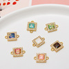 Copper -plated gold -plated vermiculite imitation Opal geometric square double pendant earrings bracelet DIY jewelry accessories material