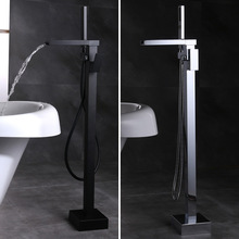 批发冷热落地式浴缸水龙头欧式仿古全铜厂家直供缸边立式独立木桶