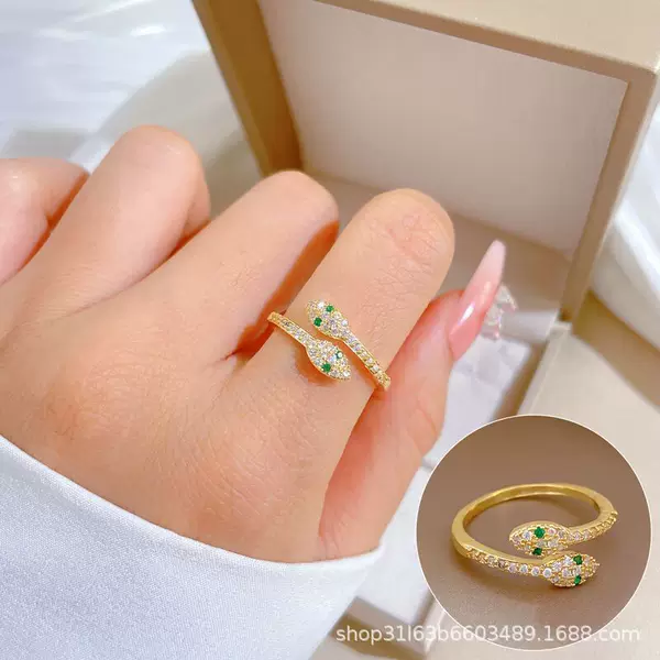 Double-head Snake Ring Women's Light Luxury High-end Fashion Personalized Finger Ring Niche Design Unique Ring Bracelet