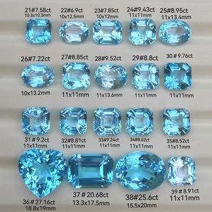 Natural Topaz Rectangular Sky Blue Asch Square Heart-shaped Naked Stone Like Aquamarine Oval Rings